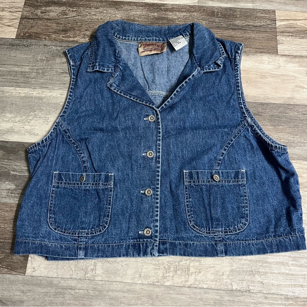 Studio Ease blue denim sleeveless vest
